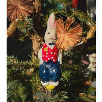 Ёлочная игрушка СССР, заяц из набора "Доктор Айболит"