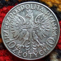 Монета СЕРЕБРО Польша 10 злотых 1932 год Ядвига