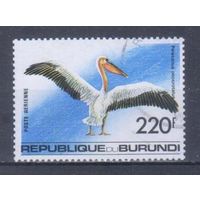 [1759] Бурунди 1992. Фауна.Птицы.Белый пеликан. Концовка серии.Гашеная марка. Кат.гаш.6 е.