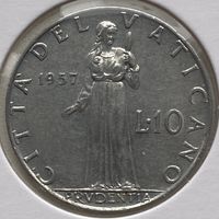Ватикан 10 лир 1957 г. В холдере