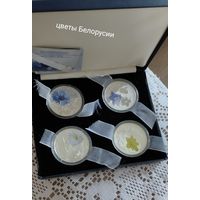 Цветы Беларуси, Василек, колокольчик, калужница, кувшинка.Серебро комплек