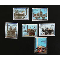 Лаос 1988 г. Паровозы. Локомотивы. Железная дорога. Поезда. Филателистическая выставка Эссен 88, полная серия из 6 марок #0094-Т1P19