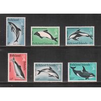 Фолклендские острова-1980(Мих.295-300) , ** , Морская фауна,Дельфины (полная серия)