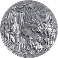 Камерун 2000 франков 2025г. "Библейские истории. Ноев ковчег". Монета в подарочном футляре, сертификат СЕРЕБРО 62,20гр.(2 oz).
