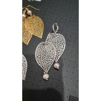 Серьги Физалис, ажурные филигрань с натуральным жемчугом