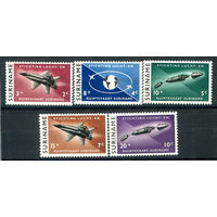 Нидерландские колонии - Суринам - 1964г. - авиация, космос - 5 марок - полная серия, MNH с незначительными дефектами клея, 1 марка с пятнышком на клее [Mi 441-445]. #3-WB-87-B-1