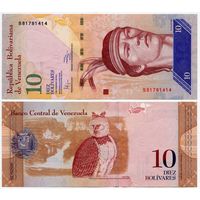 Венесуэла. 10 боливаров (образца 2011 года, P90c, UNC)