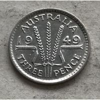 Австралия 3 пенса 1949 Георг VI - серебро 0,500