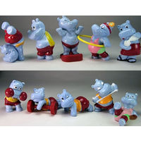 Киндер коллекция Бегемоты спортивные 1990 год.  Европейская серия. Оригинальный вкладыш.