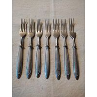 Вилки СССР, столовые, нерж., агитация, комплект 6 шт. ( + 1 шт. - в подарок ). См. описание.