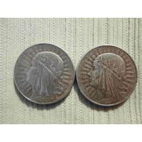 2 монеты 5 злотых 1933 года