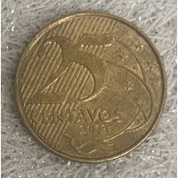 Монета 25 сентаво 2013 год. Бразилия. С рубля без МЦ.