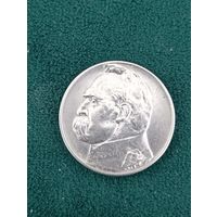 5 злотых 1936 Пилсудский, штемпельный блеск, без МЦ