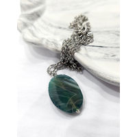 Лот С 1 РУБЛЯ! много лотов! Кулон из натурального камня Зеленый Агат с цепочкой