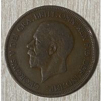 Монета 1 пенни 1930 год. Великобритания. Король Георг V.