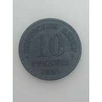 Германия 10 пфеннигов  1921 года .