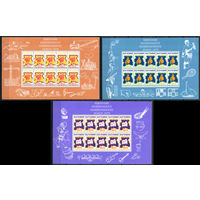 Суринам - 1975г. - независимость - 3 листа - полная серия, MNH, лист с номиналом 25 с маленьким разрывом сверху, 75 с с маленькой потёртостью слева по краю листа и отпечатками на клее [Mi 702-704]. #3-WB-87-A-2