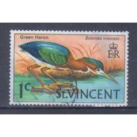 [2076] Сент-Винсент 1970. Фауна.Птицы.Зеленая кваква. Гашеная марка.