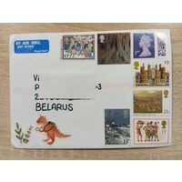 ПОДПИСАННЫЙ КОНВЕРТ. ВЕЛИКОБРИТАНИЯ. МНОГО МАРОК.