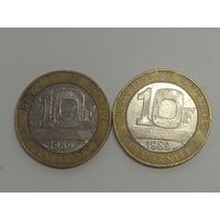 10 франков Франция 1989 год  лот 40 БИМЕТАЛ