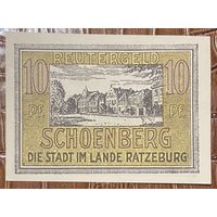 Нодгельд 10 пфеннигов 1922 год. Шёнберг. Веймарская республика