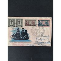 Польша 1957 КПД с полной серией марок "100 лет со дня рождения Юзефа Теодора Конрада Коженёвского-писателя, мастера морского романа" (спецгашение) Mi.1043-1044 каталог 1.00 евро