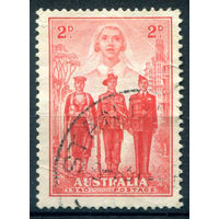 Австралия - 1940г. - участие австралийцев во Второй Мировой войне, 2 P - 1 марка - гашёная со сгибом [Mi 157]. #3-WB-85-A-2