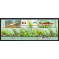 Украина 2007.Фауна Днестра.Рыбы.Совм. выпуск Украина-Молдова 2марки+купон с нижним полем (451)