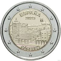 2 евро 2023 Испания  Касерес UNC из ролла