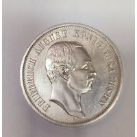 3 марки 1909 Саксония. Нечастая! Крупное серебро Германской империи!