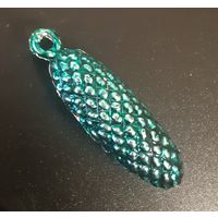 Игрушка ёлочная зелёная Шишка, пластмасса. СССР