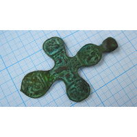 Крестик старинный, нательный. Бронза, литье.