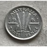Австралия 3 пенса 1961 Елизавета II - серебро 0,500