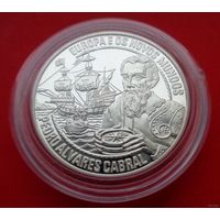 25 экю 1996 Португалия! Европа и Новый Свет Педру Алвариш Кабрал! Серебро 925 пробы 28 грамм 0,833 унции! ОБМЕН!