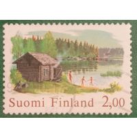 Финляндия 1977. Традиционная бревенчатая дымовая сауна на берегу озера