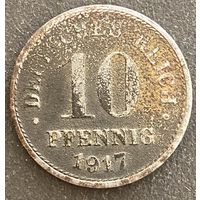 Монета 10 пфеннигов 1917 год. Германская империя.