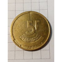 5 франков Бельгия 1986 год