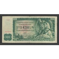 Чехословакия 100 крон 1961 года. Тип Р-91j. Серия X 49. Состояние VF