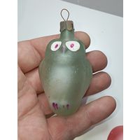 Ёлочная игрушка  - Сова . СССР  . Стекло .