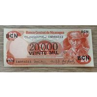 Werty71 Никарагуа 20000 кордоба 1987 UNC банкнота 20 кордоба с надпечаткой