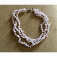 Бусы Розовый кварц три нити Германия винтаж