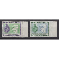 Кения Уганда Танганика 1958 ** Карта, серия 2 марки с правым полем (SG 181-182), Британские колонии