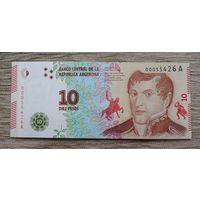Werty71 Аргентина 10 Песо 2017 UNС банкнота