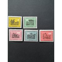 ГДР 1959 Неполная серия марок "Отечественные птицы" (чистые* с наклейками) Mi.698-699,701-703 каталог 1.00 евро