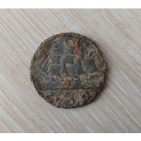 2 злотых "кораблик". Фальшак. В ущерб обращению.