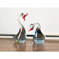 Статуэтка парная птицы цветное стекло 6 и 9см