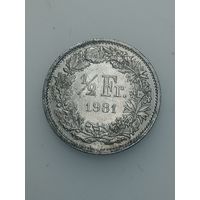 Швейцария 1/2 франка 1981 года .