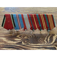 Колодки на 6 медалей с лентами и звеньями на закрутках