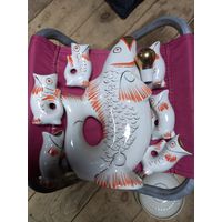 Коньячный набор "Рыбки" СССР. фарфор Полонка 70-е