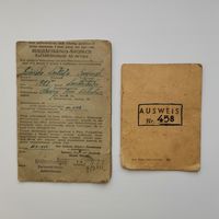 Старинные документы ВОВ WW2 AUSWEIS и ПАСЬВЕДЧАННЕ АБ ПРАЦЫ 1944